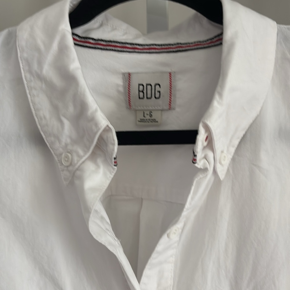 Urban Outfitters BDG Corey Cropped Button-down Shirt Classic White Size Large - Picture 7 of 7